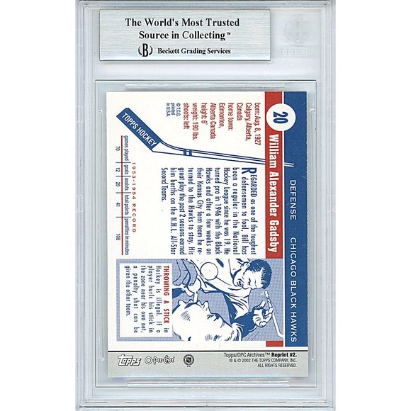 Bill Gadsby Signed Blackhawks Topps Archives Hockey Card Beckett BAS Autographed - Picture 3 of 5